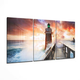 Lighthouse and Pier Glass Wall Art.
